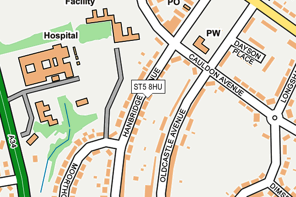 ST5 8HU map - OS OpenMap – Local (Ordnance Survey)