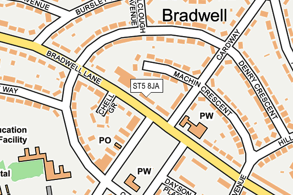 ST5 8JA map - OS OpenMap – Local (Ordnance Survey)