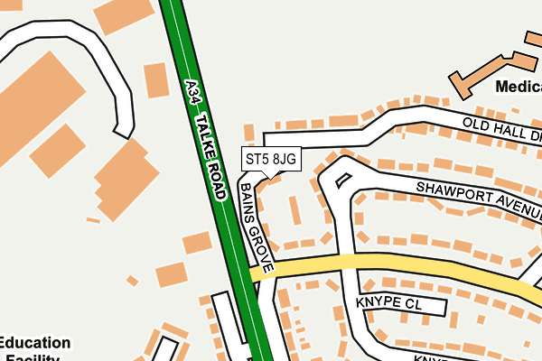 ST5 8JG map - OS OpenMap – Local (Ordnance Survey)