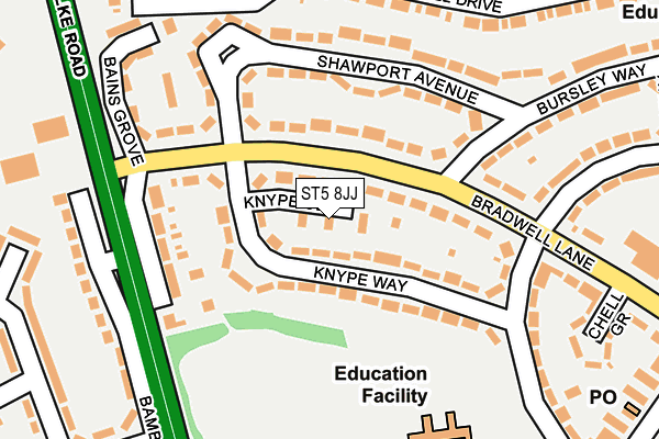 ST5 8JJ map - OS OpenMap – Local (Ordnance Survey)