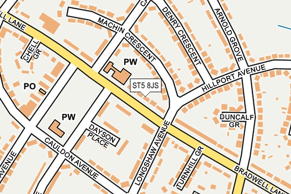 ST5 8JS map - OS OpenMap – Local (Ordnance Survey)
