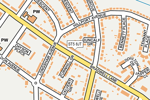 ST5 8JT map - OS OpenMap – Local (Ordnance Survey)