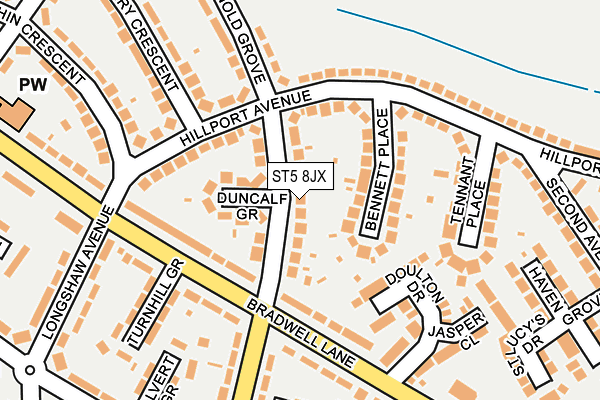 ST5 8JX map - OS OpenMap – Local (Ordnance Survey)