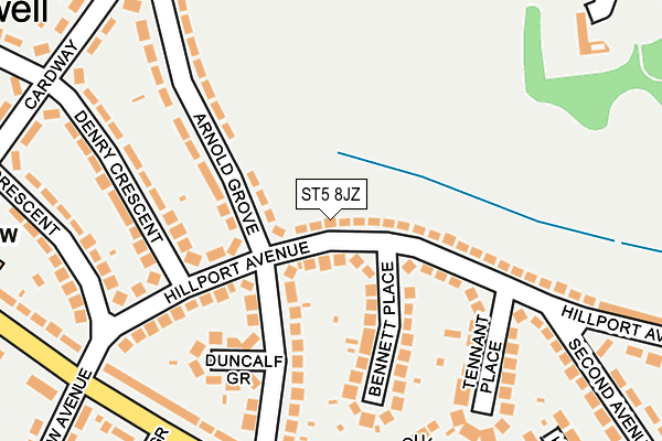ST5 8JZ map - OS OpenMap – Local (Ordnance Survey)
