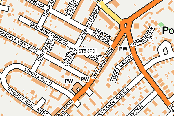 ST5 8PD map - OS OpenMap – Local (Ordnance Survey)
