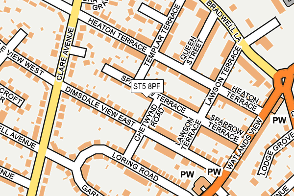 ST5 8PF map - OS OpenMap – Local (Ordnance Survey)