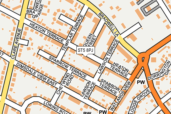 ST5 8PJ map - OS OpenMap – Local (Ordnance Survey)