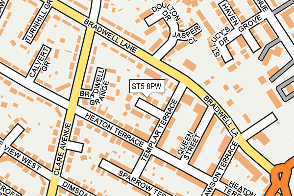 ST5 8PW map - OS OpenMap – Local (Ordnance Survey)