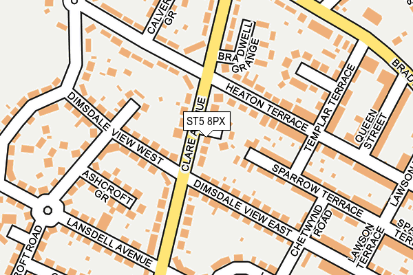 ST5 8PX map - OS OpenMap – Local (Ordnance Survey)