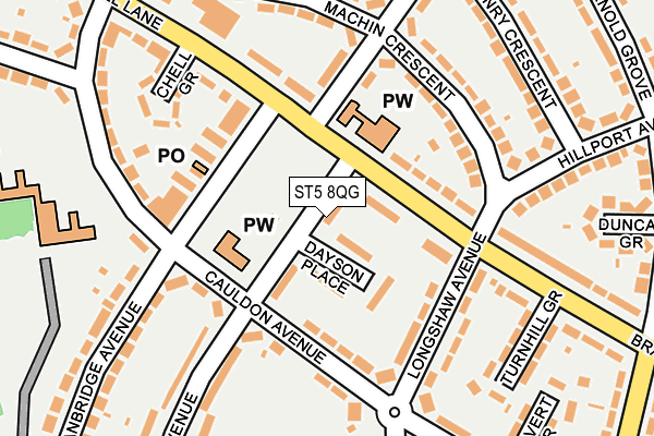 ST5 8QG map - OS OpenMap – Local (Ordnance Survey)