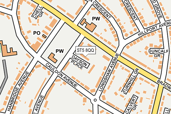 ST5 8QQ map - OS OpenMap – Local (Ordnance Survey)