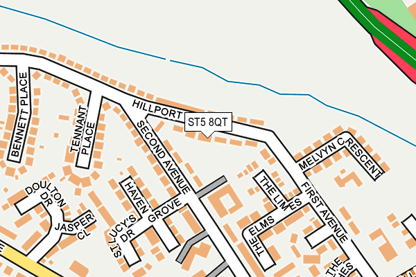 ST5 8QT map - OS OpenMap – Local (Ordnance Survey)