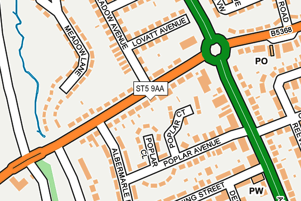 ST5 9AA map - OS OpenMap – Local (Ordnance Survey)
