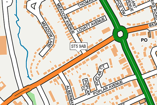 ST5 9AB map - OS OpenMap – Local (Ordnance Survey)