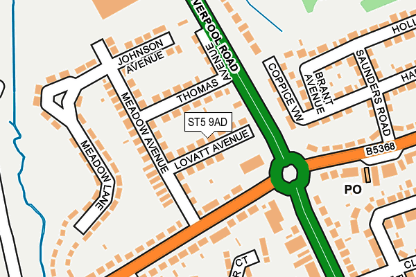 ST5 9AD map - OS OpenMap – Local (Ordnance Survey)