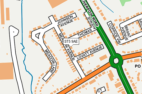 ST5 9AE map - OS OpenMap – Local (Ordnance Survey)