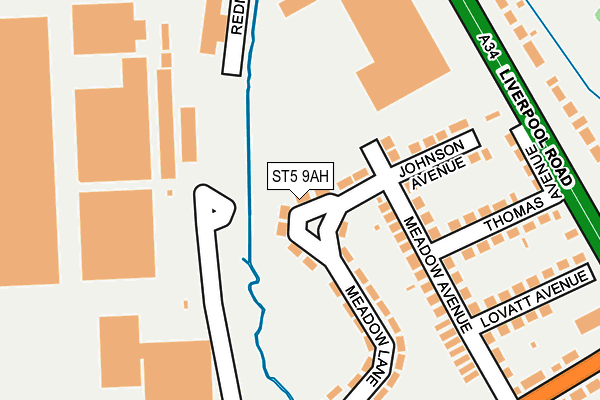 ST5 9AH map - OS OpenMap – Local (Ordnance Survey)