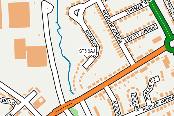ST5 9AJ map - OS OpenMap – Local (Ordnance Survey)