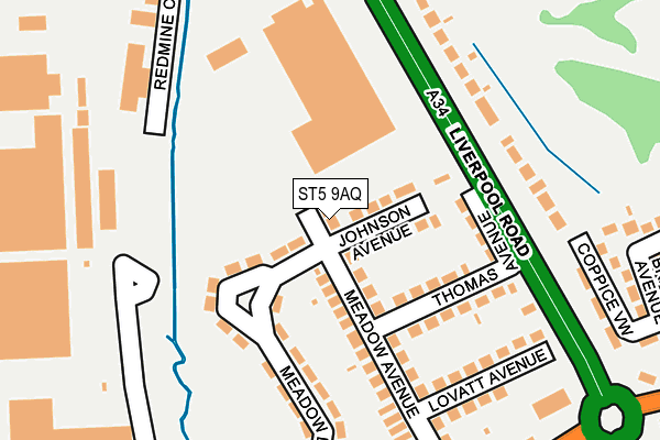 ST5 9AQ map - OS OpenMap – Local (Ordnance Survey)