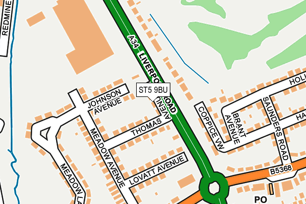 ST5 9BU map - OS OpenMap – Local (Ordnance Survey)