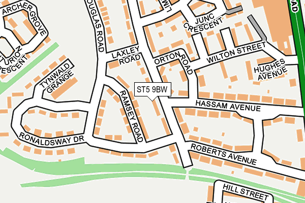 ST5 9BW map - OS OpenMap – Local (Ordnance Survey)
