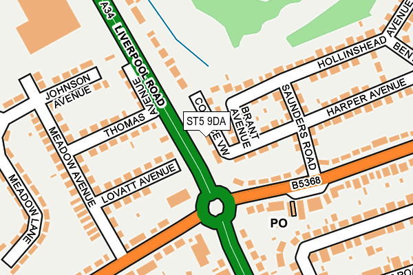 ST5 9DA map - OS OpenMap – Local (Ordnance Survey)
