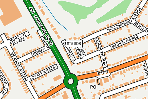 ST5 9DB map - OS OpenMap – Local (Ordnance Survey)