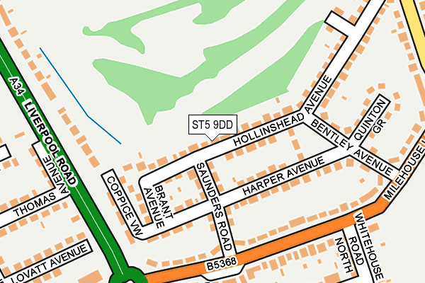 ST5 9DD map - OS OpenMap – Local (Ordnance Survey)
