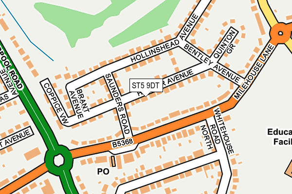 ST5 9DT map - OS OpenMap – Local (Ordnance Survey)