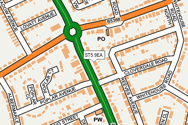 ST5 9EA map - OS OpenMap – Local (Ordnance Survey)