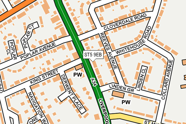 ST5 9EB map - OS OpenMap – Local (Ordnance Survey)
