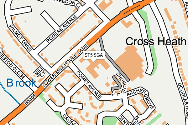 ST5 9GA map - OS OpenMap – Local (Ordnance Survey)