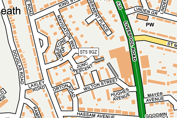 ST5 9GZ map - OS OpenMap – Local (Ordnance Survey)