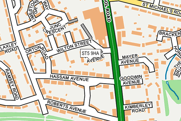 ST5 9HA map - OS OpenMap – Local (Ordnance Survey)