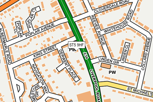 ST5 9HF map - OS OpenMap – Local (Ordnance Survey)