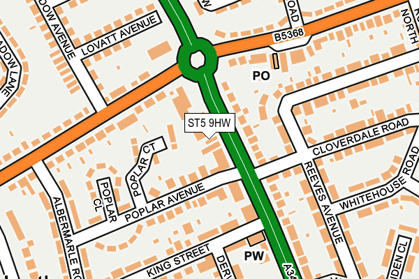 ST5 9HW map - OS OpenMap – Local (Ordnance Survey)