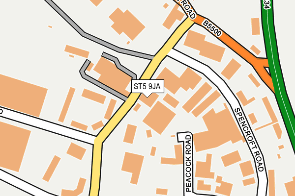 ST5 9JA map - OS OpenMap – Local (Ordnance Survey)