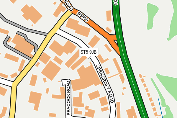 ST5 9JB map - OS OpenMap – Local (Ordnance Survey)