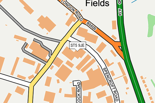 ST5 9JE map - OS OpenMap – Local (Ordnance Survey)