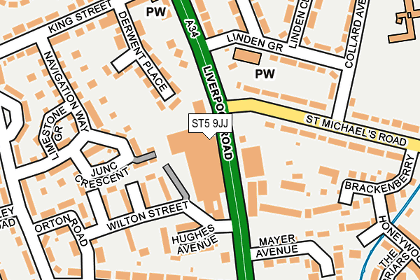 ST5 9JJ map - OS OpenMap – Local (Ordnance Survey)