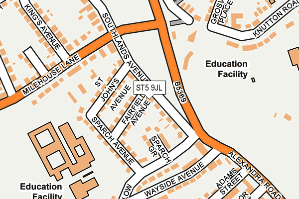 ST5 9JL map - OS OpenMap – Local (Ordnance Survey)