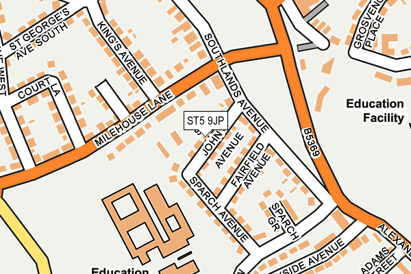 ST5 9JP map - OS OpenMap – Local (Ordnance Survey)