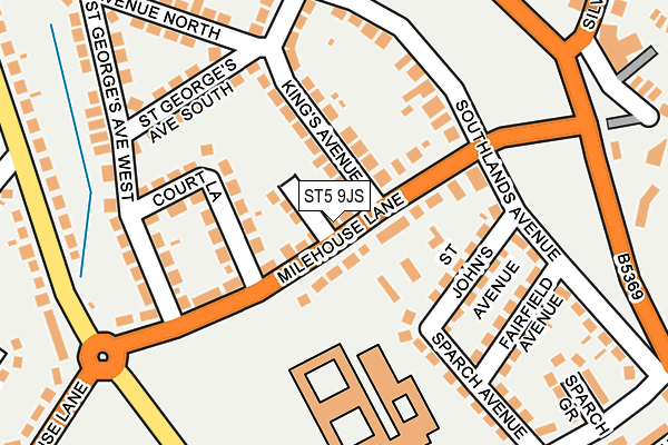 ST5 9JS map - OS OpenMap – Local (Ordnance Survey)