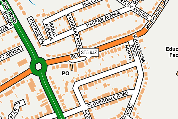 ST5 9JZ map - OS OpenMap – Local (Ordnance Survey)