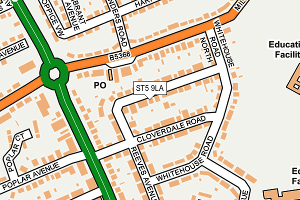 ST5 9LA map - OS OpenMap – Local (Ordnance Survey)