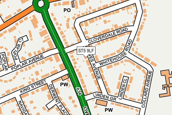ST5 9LF map - OS OpenMap – Local (Ordnance Survey)