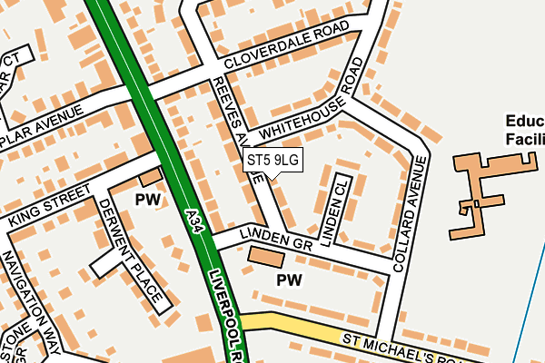ST5 9LG map - OS OpenMap – Local (Ordnance Survey)