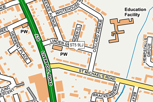 ST5 9LJ map - OS OpenMap – Local (Ordnance Survey)