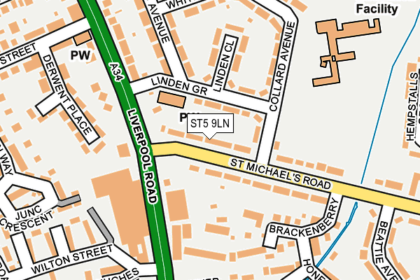 ST5 9LN map - OS OpenMap – Local (Ordnance Survey)