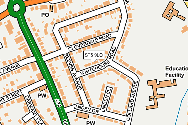 ST5 9LQ map - OS OpenMap – Local (Ordnance Survey)